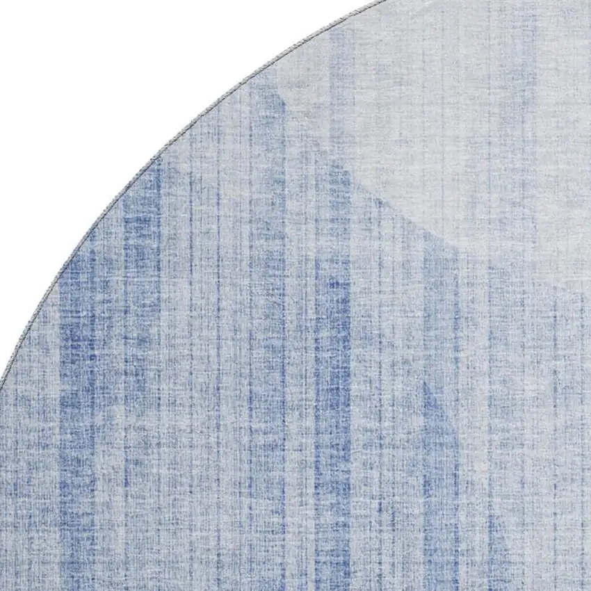 8' Blue And Ivory Geometric Washable Round Rug With UV Protection Photo 2