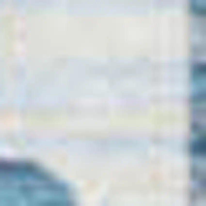 8' Blue And Ivory Geometric Washable Round Rug With UV Protection Photo 2