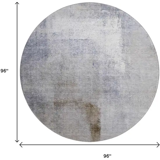 8' Blue And Ivory Ombre Washable Round Rug With UV Protection Photo 9