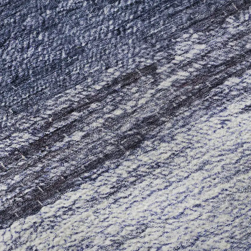 8' Blue And Ivory Ombre Washable Round Rug With UV Protection Photo 8