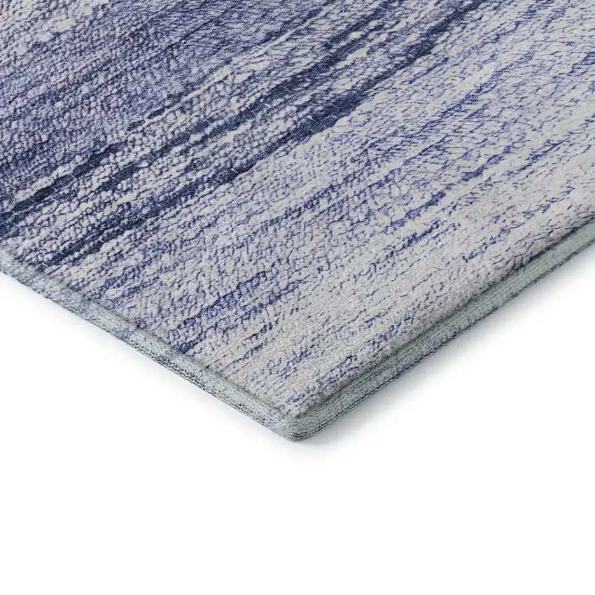 8' Blue And Ivory Ombre Washable Round Rug With UV Protection Photo 6