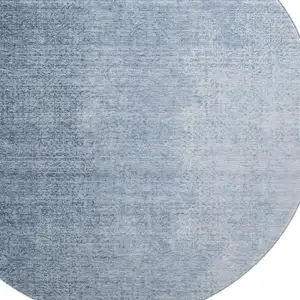 Photo of 8' Blue And Ivory Ombre Washable Round Rug With UV Protection