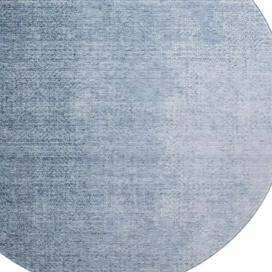 8' Blue And Ivory Ombre Washable Round Rug With UV Protection Photo 3