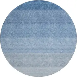 Photo of 8' Blue And Ivory Ombre Washable Round Rug With UV Protection