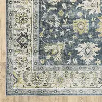 Photo of 8' Blue And Ivory Oriental Printed Non Skid Runner Rug