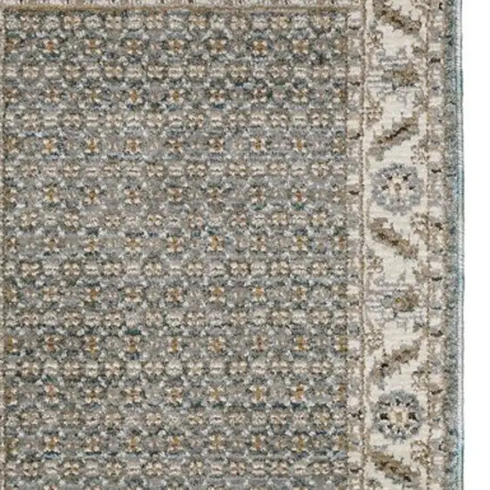 8' Blue And Ivory Oriental Runner Rug Photo 8