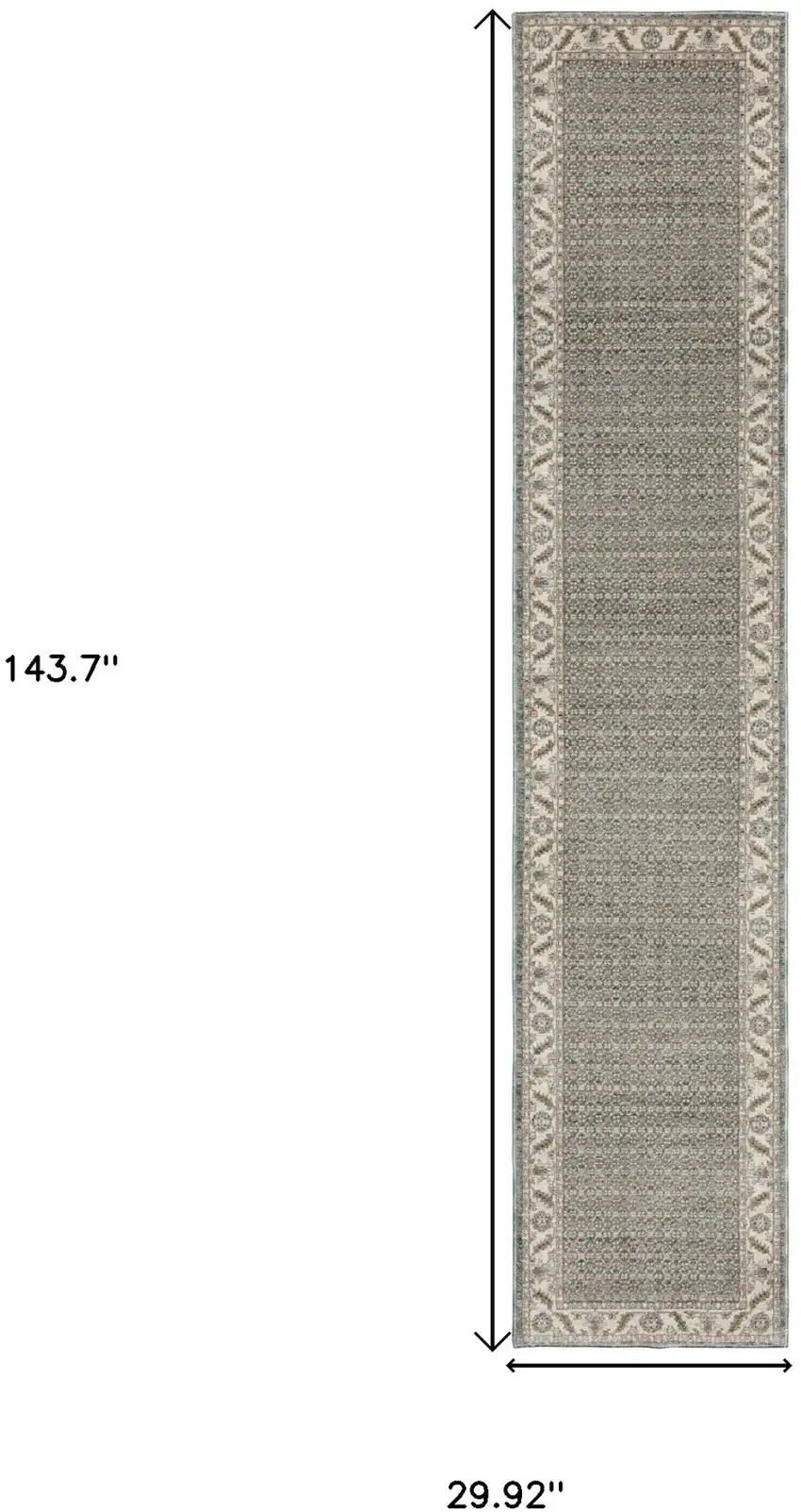 12' Blue And Ivory Oriental Runner Rug Photo 3