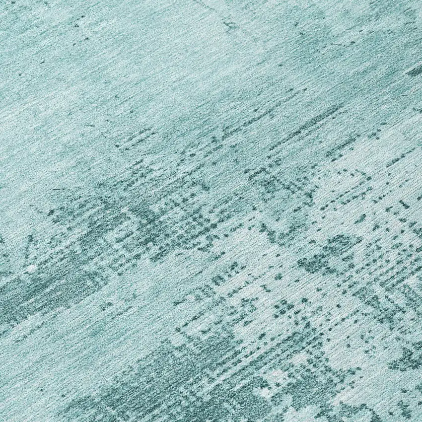 8' Blue And Ivory Round Abstract Washable Indoor Outdoor Area Rug Photo 8