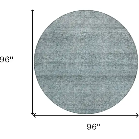 8' Blue And Ivory Round Abstract Washable Indoor Outdoor Area Rug Photo 3