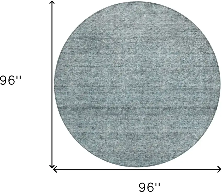 8' Blue And Ivory Round Abstract Washable Indoor Outdoor Area Rug Photo 3