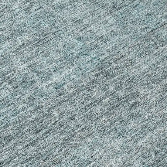 8' Blue And Ivory Round Abstract Washable Indoor Outdoor Area Rug Photo 8