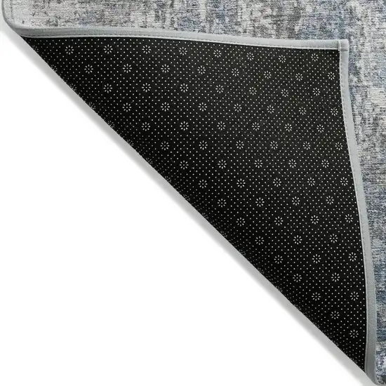 8' Blue And Ivory Round Abstract Washable Indoor Outdoor Area Rug Photo 8