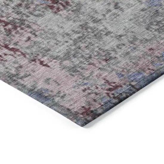 8' Blue And Ivory Round Abstract Washable Indoor Outdoor Area Rug Photo 7