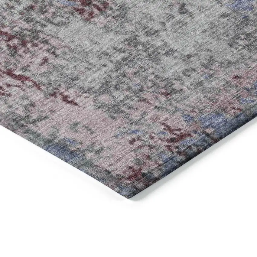 8' Blue And Ivory Round Abstract Washable Indoor Outdoor Area Rug Photo 7