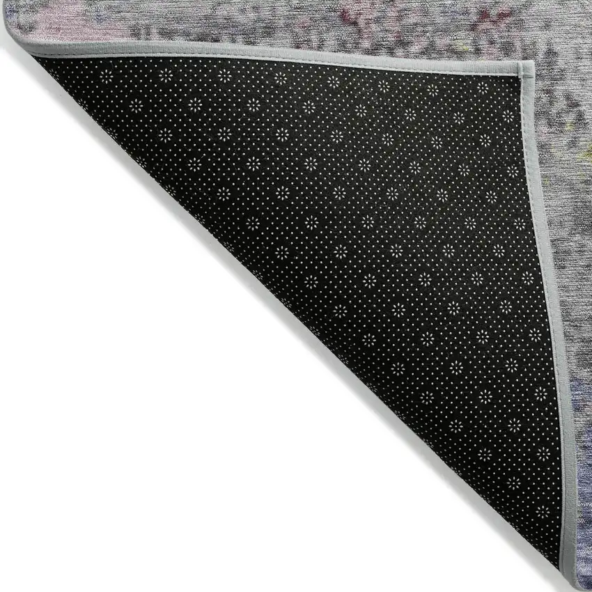 8' Blue And Ivory Round Abstract Washable Indoor Outdoor Area Rug Photo 9