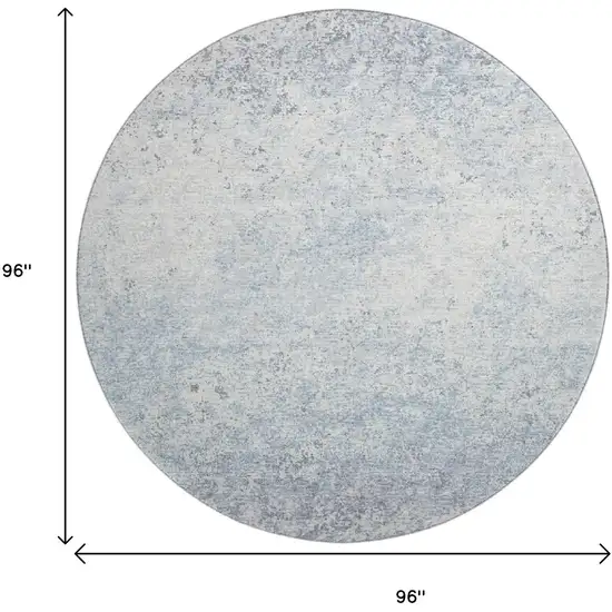 8' Blue And Ivory Round Abstract Washable Indoor Outdoor Area Rug Photo 3