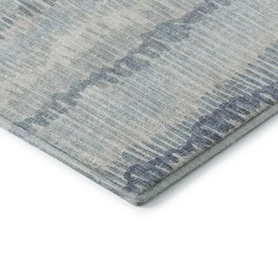 8' Blue And Ivory Round Abstract Washable Indoor Outdoor Area Rug Photo 5