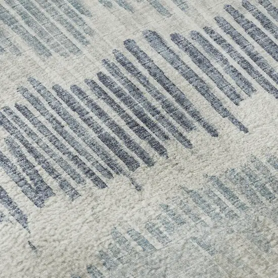 8' Blue And Ivory Round Abstract Washable Indoor Outdoor Area Rug Photo 8