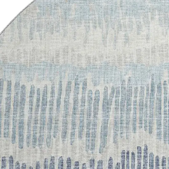 8' Blue And Ivory Round Abstract Washable Indoor Outdoor Area Rug Photo 6