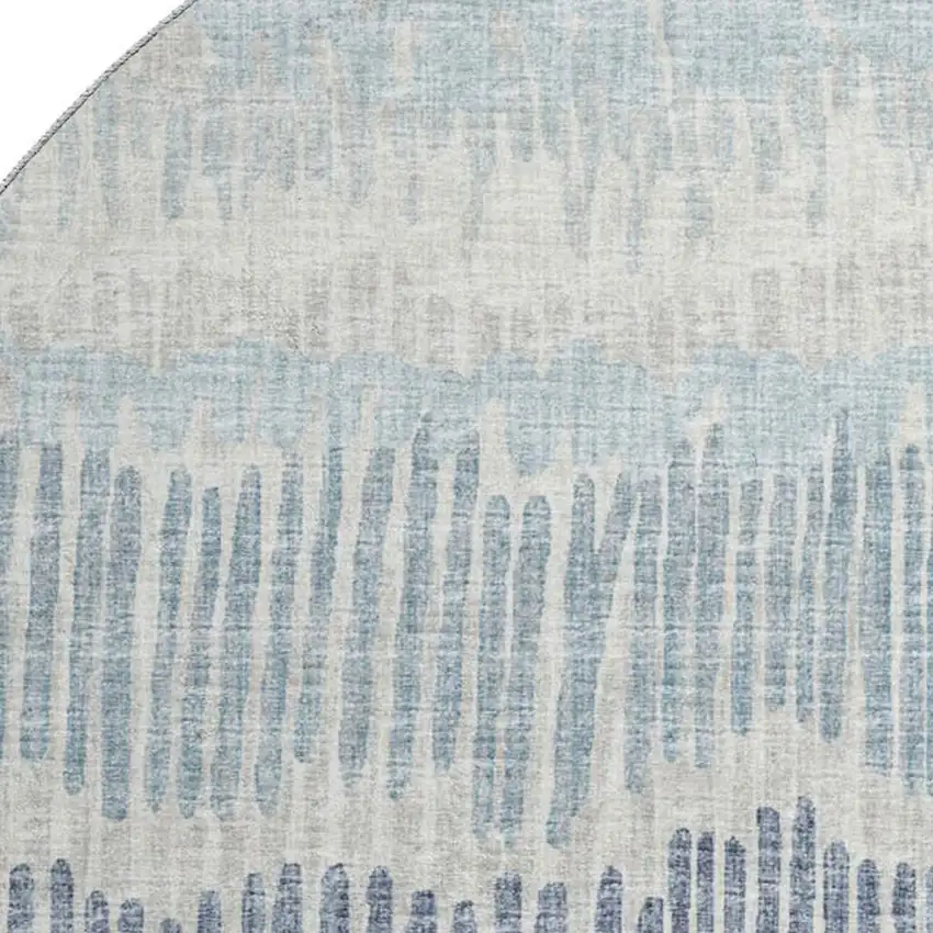 8' Blue And Ivory Round Abstract Washable Indoor Outdoor Area Rug Photo 6