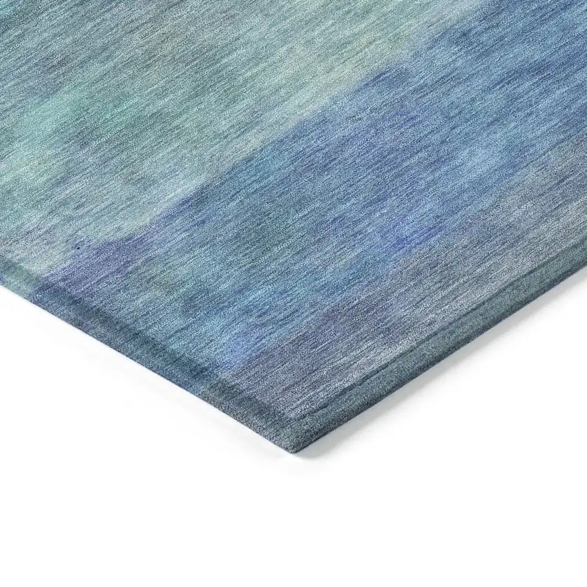 8' Blue And Ivory Round Abstract Washable Indoor Outdoor Area Rug Photo 7