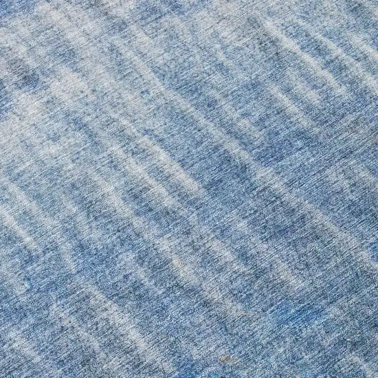 8' Blue And Ivory Round Abstract Washable Indoor Outdoor Area Rug Photo 9