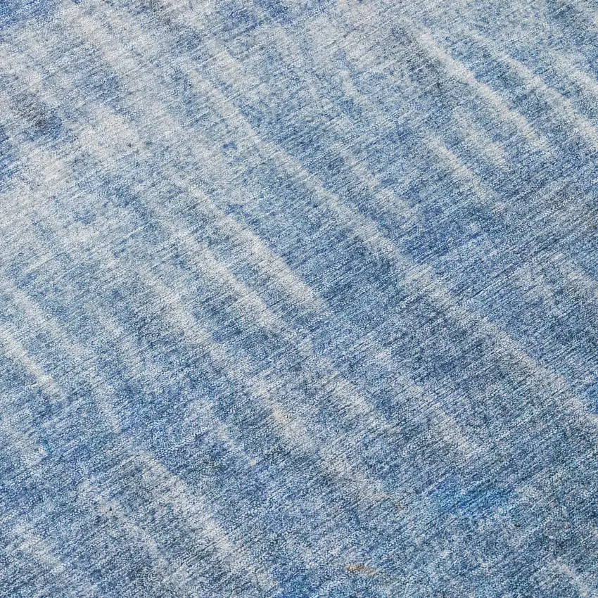 8' Blue And Ivory Round Abstract Washable Indoor Outdoor Area Rug Photo 9