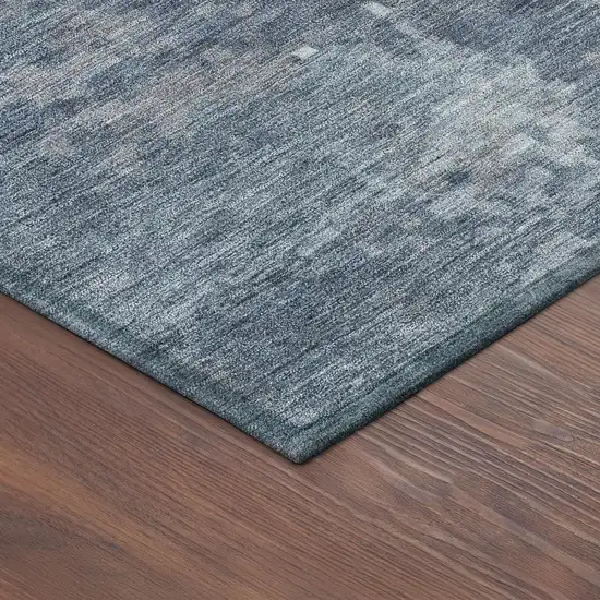 8' Blue And Ivory Round Abstract Washable Indoor Outdoor Area Rug Photo 7