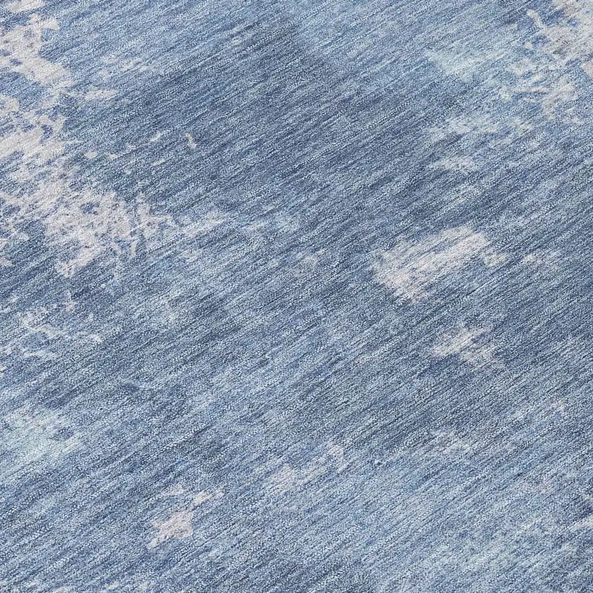 8' Blue And Ivory Round Abstract Washable Indoor Outdoor Area Rug Photo 9