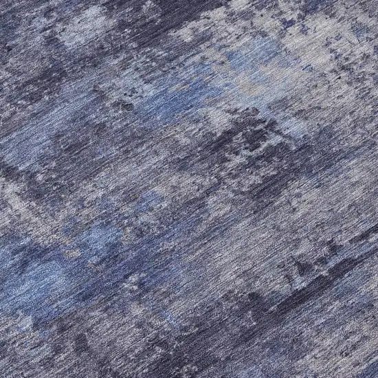 8' Blue And Ivory Round Abstract Washable Indoor Outdoor Area Rug Photo 9