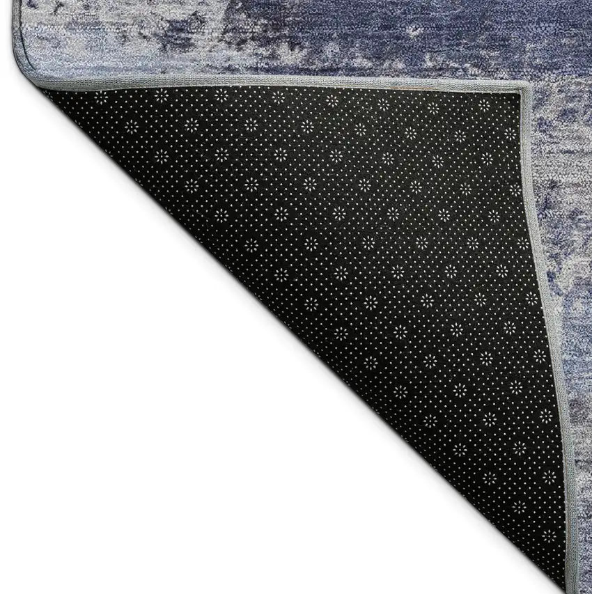 8' Blue And Ivory Round Abstract Washable Indoor Outdoor Area Rug Photo 7