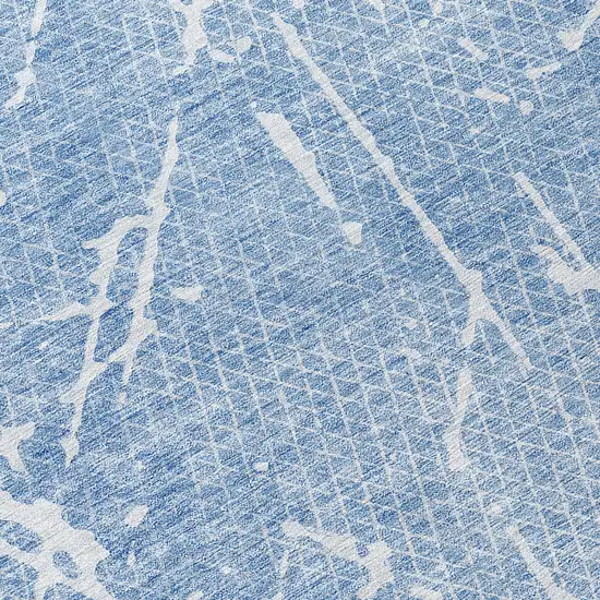 8' Blue And Ivory Round Abstract Washable Indoor Outdoor Area Rug Photo 8