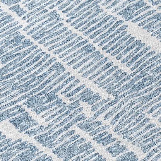 8' Blue And Ivory Round Abstract Washable Indoor Outdoor Area Rug Photo 9