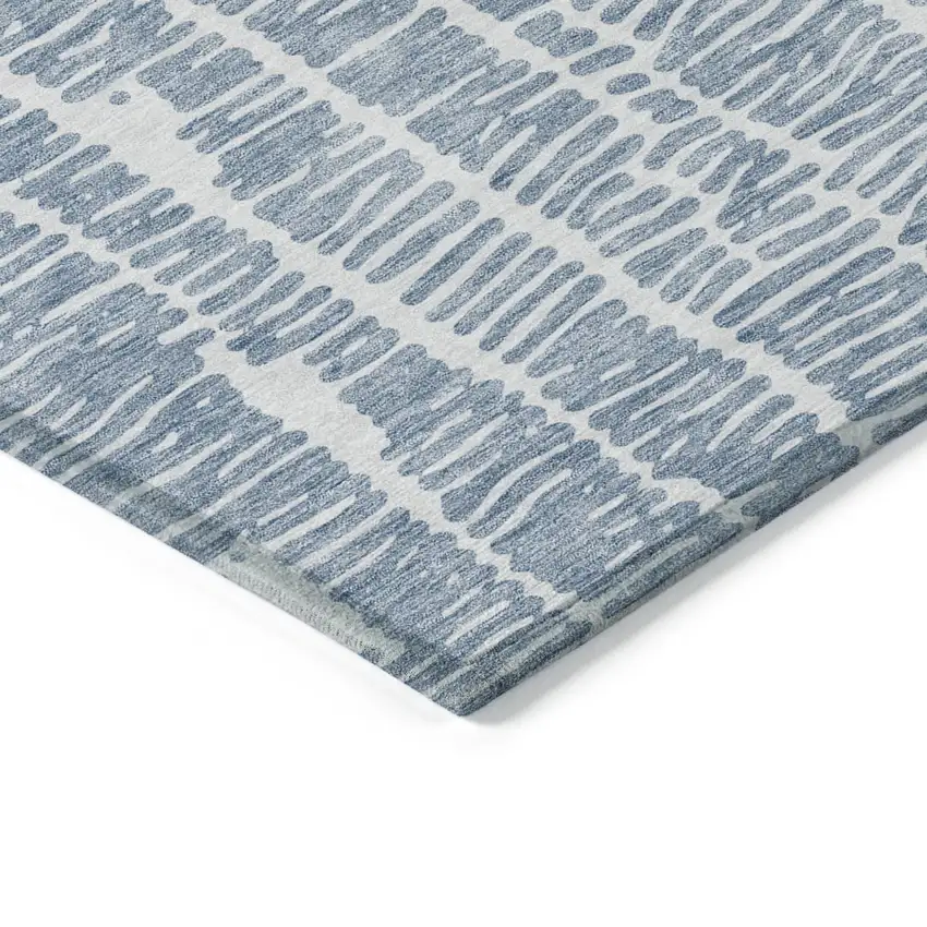 8' Blue And Ivory Round Abstract Washable Indoor Outdoor Area Rug Photo 4