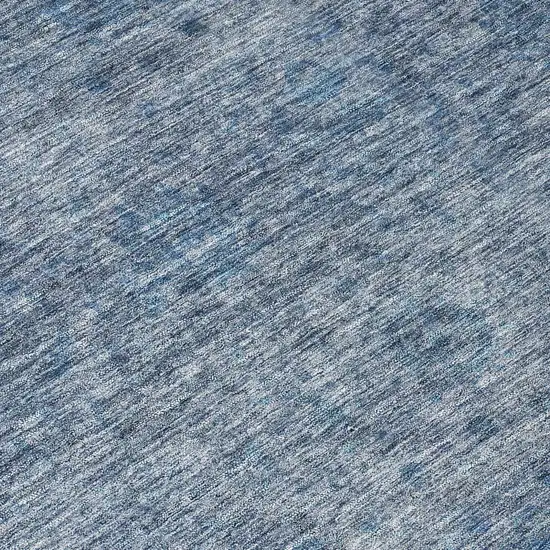 8' Blue And Ivory Round Floral Washable Indoor Outdoor Area Rug Photo 8