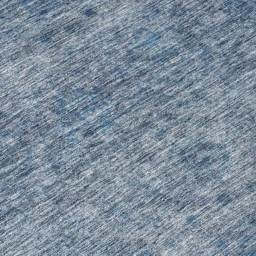 8' Blue And Ivory Round Floral Washable Indoor Outdoor Area Rug Photo 8