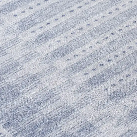 8' Blue And Ivory Round Geometric Washable Indoor Outdoor Area Rug Photo 9