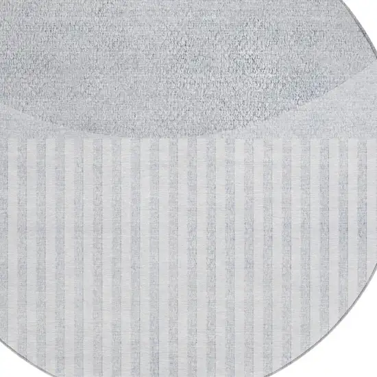 8' Blue And Ivory Round Geometric Washable Indoor Outdoor Area Rug Photo 5