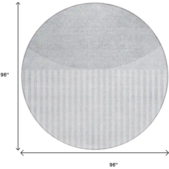 8' Blue And Ivory Round Geometric Washable Indoor Outdoor Area Rug Photo 8