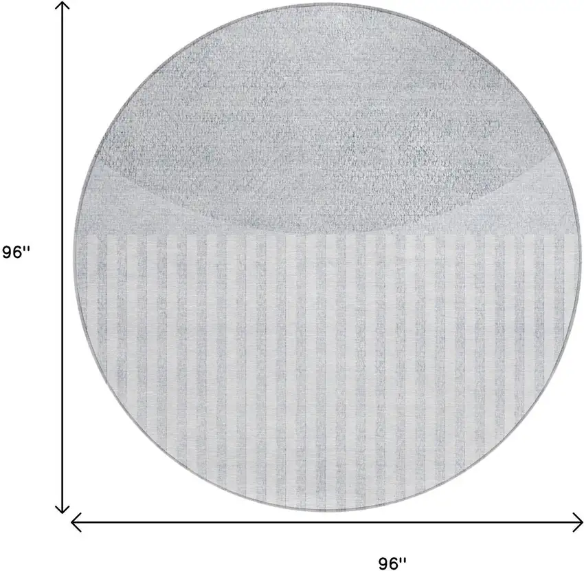 8' Blue And Ivory Round Geometric Washable Indoor Outdoor Area Rug Photo 8