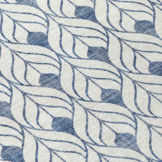 8' Blue And Ivory Round Geometric Washable Indoor Outdoor Area Rug Photo 8
