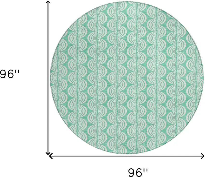 8' Blue And Ivory Round Ogee Washable Indoor Outdoor Area Rug Photo 9