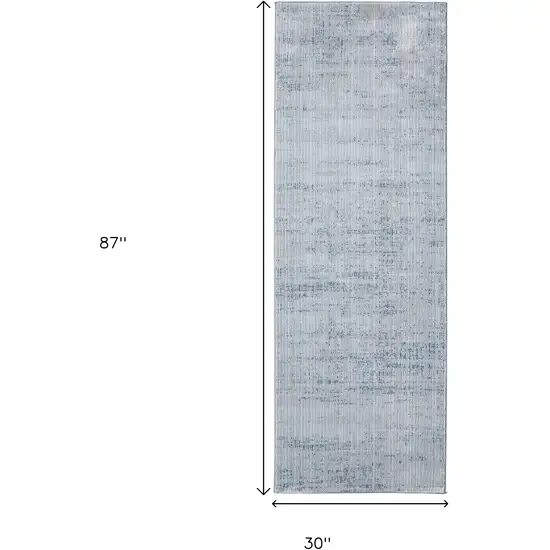 8' Blue And Ivory Runner Rug Photo 3