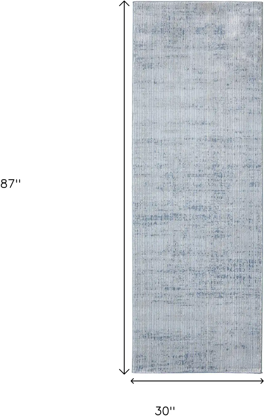 8' Blue And Ivory Runner Rug Photo 3