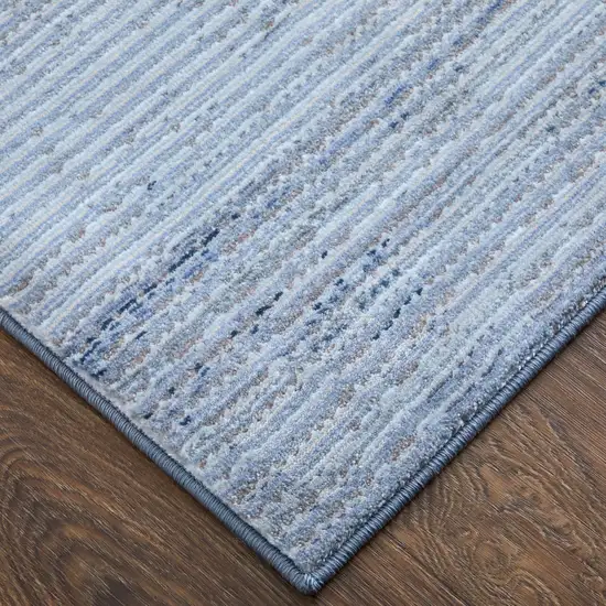 8' Blue And Ivory Runner Rug Photo 9