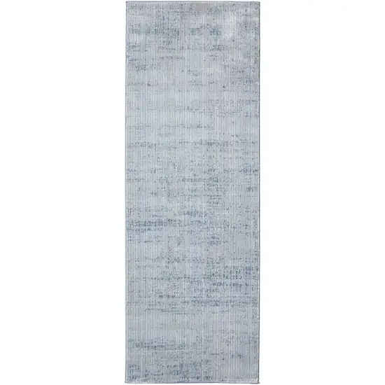 8' Blue And Ivory Runner Rug Photo 2