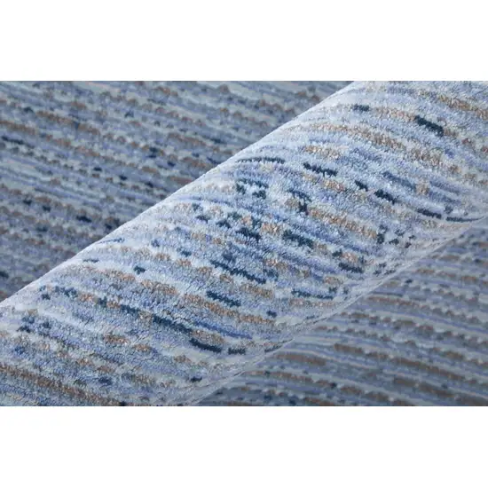 8' Blue And Ivory Runner Rug Photo 4