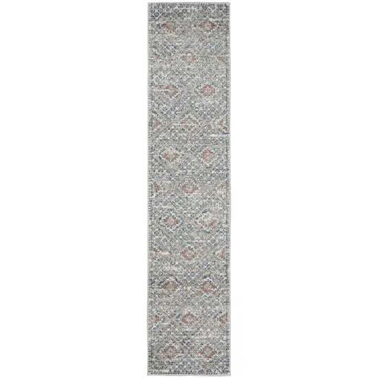 8' Blue And Ivory Southwestern Power Loom Non Skid Runner Rug Photo 3