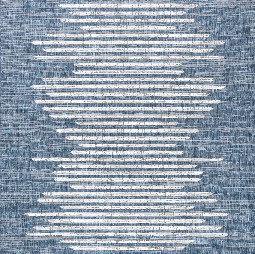 4' Blue And Ivory Square Striped Indoor Outdoor Area Rug Photo 3