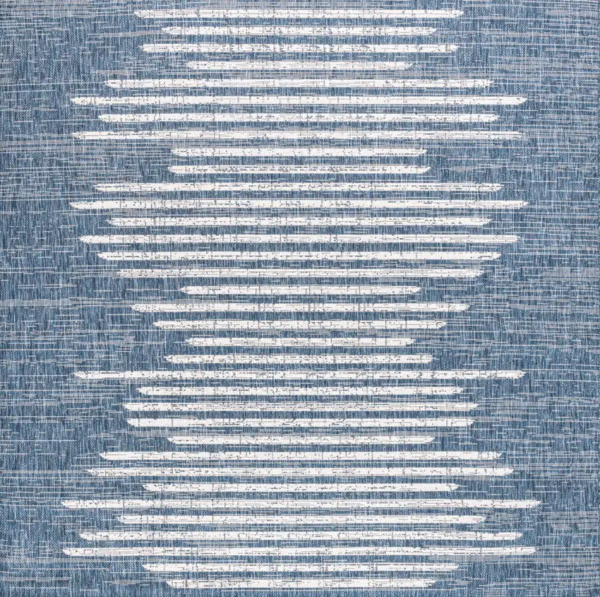 5' Blue And Ivory Square Striped Indoor Outdoor Area Rug Photo 1